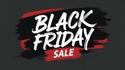 Black friday sale banner with bold white typography on artistic black brush stroke background for modern promotion