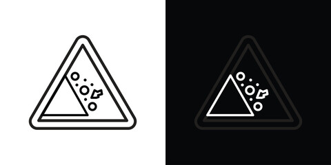 Falling rocks or debris warning road sign design elements pack. Vector symbols for UI Designs