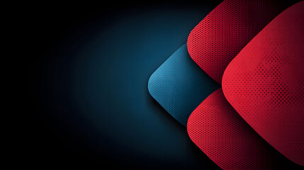 Abstract image of overlapping blue and red shapes against a dark background.