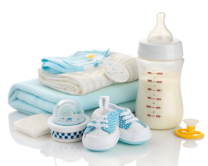 baby bottle and pacifier isolated on white background. PNG Transparent file type with high definition quality And vibrant color grading Available.