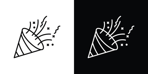 Confetti party popper icon design elements pack. Vector symbols for UI Designs