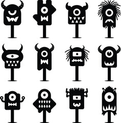 collection of monster signposts for Halloween, vector illustration