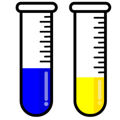 Sample scientific test tube flask liquid analysis vector illustration. Symbol of knowledge and science.