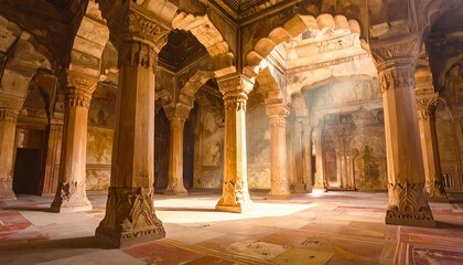 Sunlit Palace Interior, India