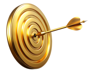 dart hitting target isolated on white background. PNG Transparent file type with high definition quality And vibrant color grading Available.