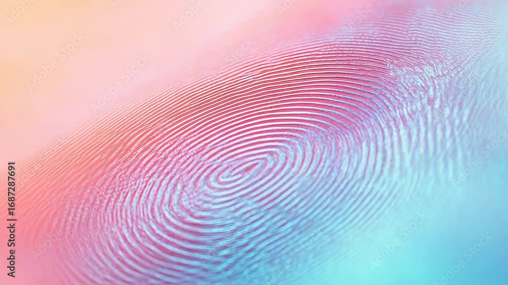 Poster fingerprint security scanning showing cyber identification on gradient background