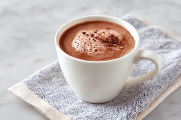 Fototapeta premium White coffee cup with chocolate powder on top