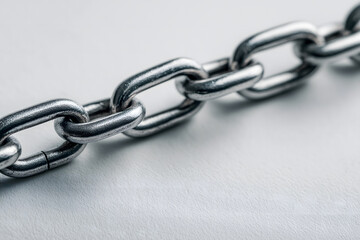 Fototapeta premium Jewelry macro minimalist : Close up of chain bracelet brings powerful, industrial feel, showcasing its cold beauty