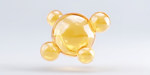 Yellow ball with four other balls surrounding it