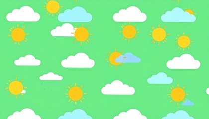 Cartoon weather pattern on a light teal background
