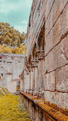 Ancient ruins of Bon Xesús de Trandeiras Monastery, in Xinzo de Limia, Galicia, Spain. Medieval...