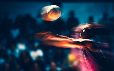 Male volleyball player in blur motion effect