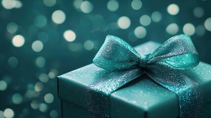 Teal gift box holiday