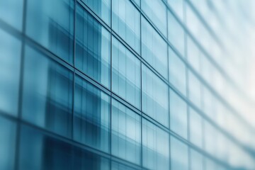 A modern glass building facade reflecting light, showcasing sleek lines and a contemporary design aesthetic.