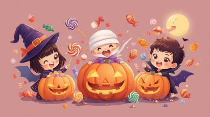 A spooky Halloween night, a haunted gothic house on a hill under a giant glowing full moon, A cute Halloween illustration, A luxurious fantasy Halloween scene, A minimalist Halloween design