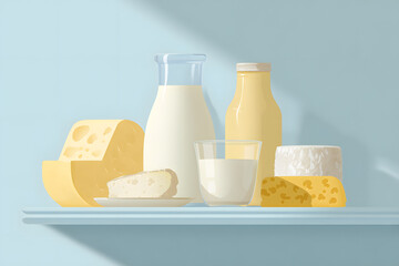dairy products on a white background