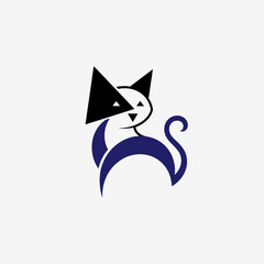 Obraz premium Elegant Sitting Cat Silhouette Logo