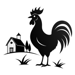 Crowing Rooster Silhouette - Farm Style