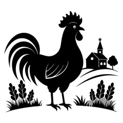 Crowing Rooster Silhouette - Farm Style