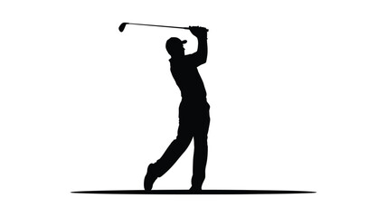 Silhouette of a golfer swinging a club during a golf game