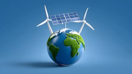 Fototapeta premium Wind turbines and solar panels generating clean, renewable energy to power a sustainable future for our planet