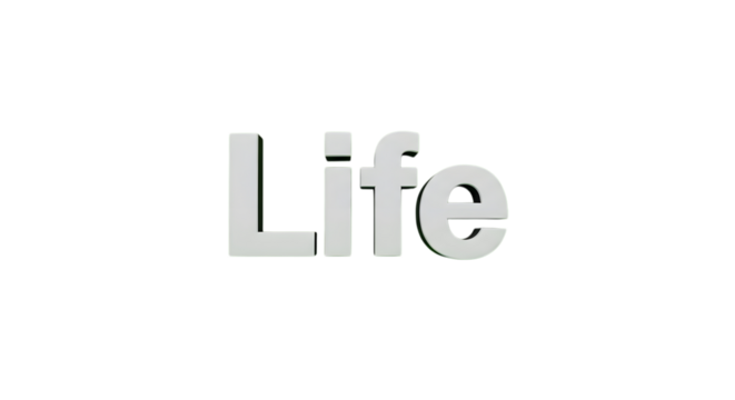 The word Life glows vibrantly, a modern concept symbolizing existence, energy, and passion, perfect for motivational designs and positive affirmations