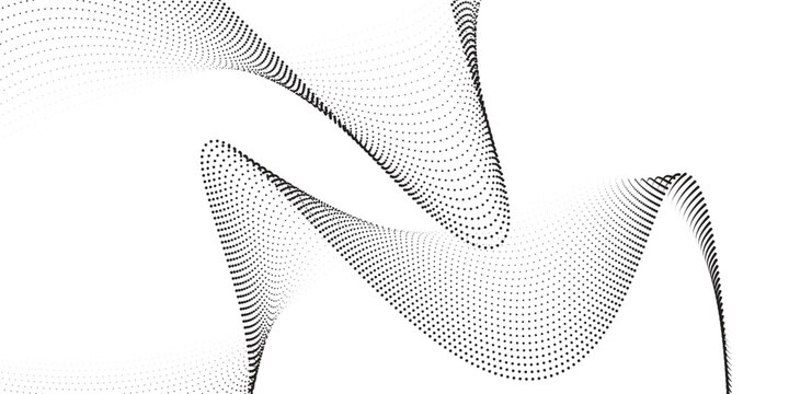 Flowing dots particles wave pattern halftone gradient backround