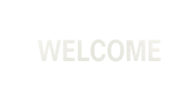 Make guests feel welcome with this bold modern white welcome text overlay, great for a website banner, reception area sign, or friendly digital greeting