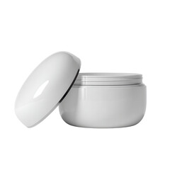 White cream jar with lid isolated on transparent background, for cosmetic product