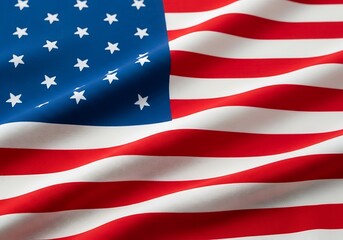 Obraz premium Waving American Flag: Detailed Close-Up of Stars and Stripes in Motion