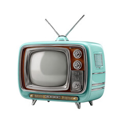 Vintage television isolated on transparent background, a retro entertainment device
