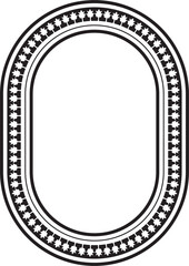 Vector black monochrome stencil oval classic byzantine ornament. Circle, ring, border, Ancient Greece, Eastern Roman Empire frame. Decoration of the Russian Orthodox Church
