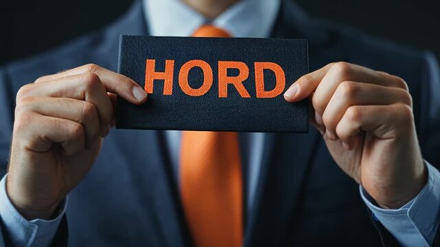 University campus and dormitory, A businessman holding a sign that reads 'HORD'.