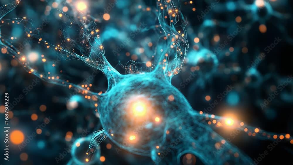 Aufkleber neural network transmitting signals in the brain, showing synapses and connections