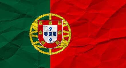 Portuguese Flag on Crumpled Paper