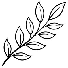 Curved Botanical Leaf Line Art
