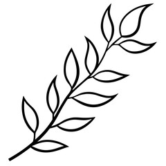 Curved Botanical Leaf Line Art