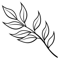 Curved Botanical Leaf Line Art