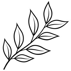 Curved Botanical Leaf Line Art