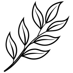 Curved Botanical Leaf Line Art