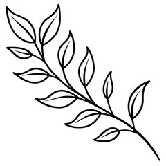 Curved Botanical Leaf Line Art
