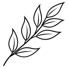 Curved Botanical Leaf Line Art