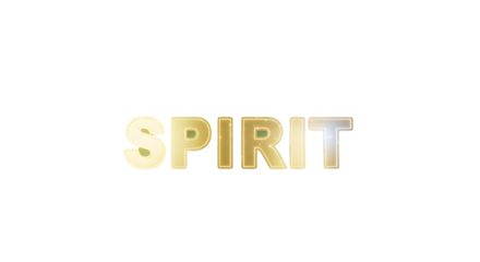 Shining golden 'Spirit' text for inspiring messages, motivational content, and branding with vibrant luminosity and positive energy, a radiant design element