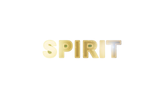 Shining golden 'Spirit' text for inspiring messages, motivational content, and branding with vibrant luminosity and positive energy, a radiant design element