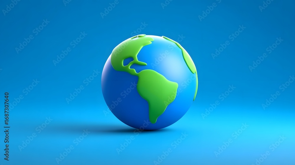 Poster visually striking 3d rendering of the planet earth, showcasing the distinct continents and vast ocea