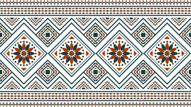 Aztec ethnic seamless pattern, dark green and dark red. Ethnic vector illustration. Illustration for fabric print, background, tribal and ethnic.