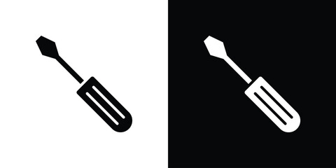 Screwdriver icons set. Black and white silhouette collection