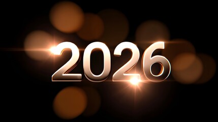 Illuminated golden numbers '2026' against a blurred background of sparkling lights, signifying the excitement and anticipation of the future new year