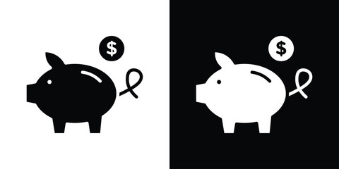 Piggy bank pack. vector glyph flat icons