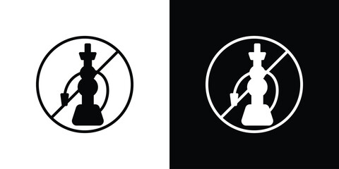 No hookah signs set. Black and white silhouette collection